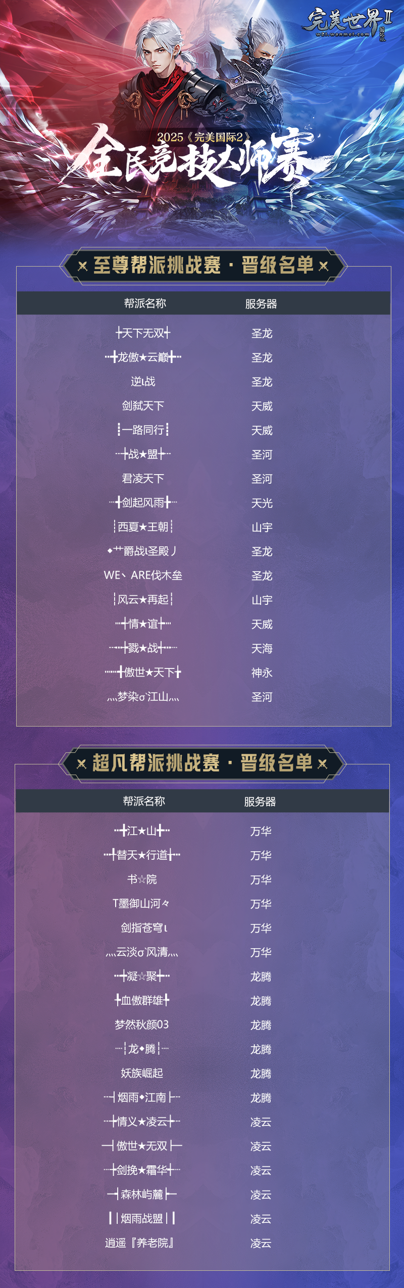 以帮派之名战至巅峰！《完美国际2九游娱乐》2025全民竞技大师赛挑战赛8月4日热血开战！(图1)